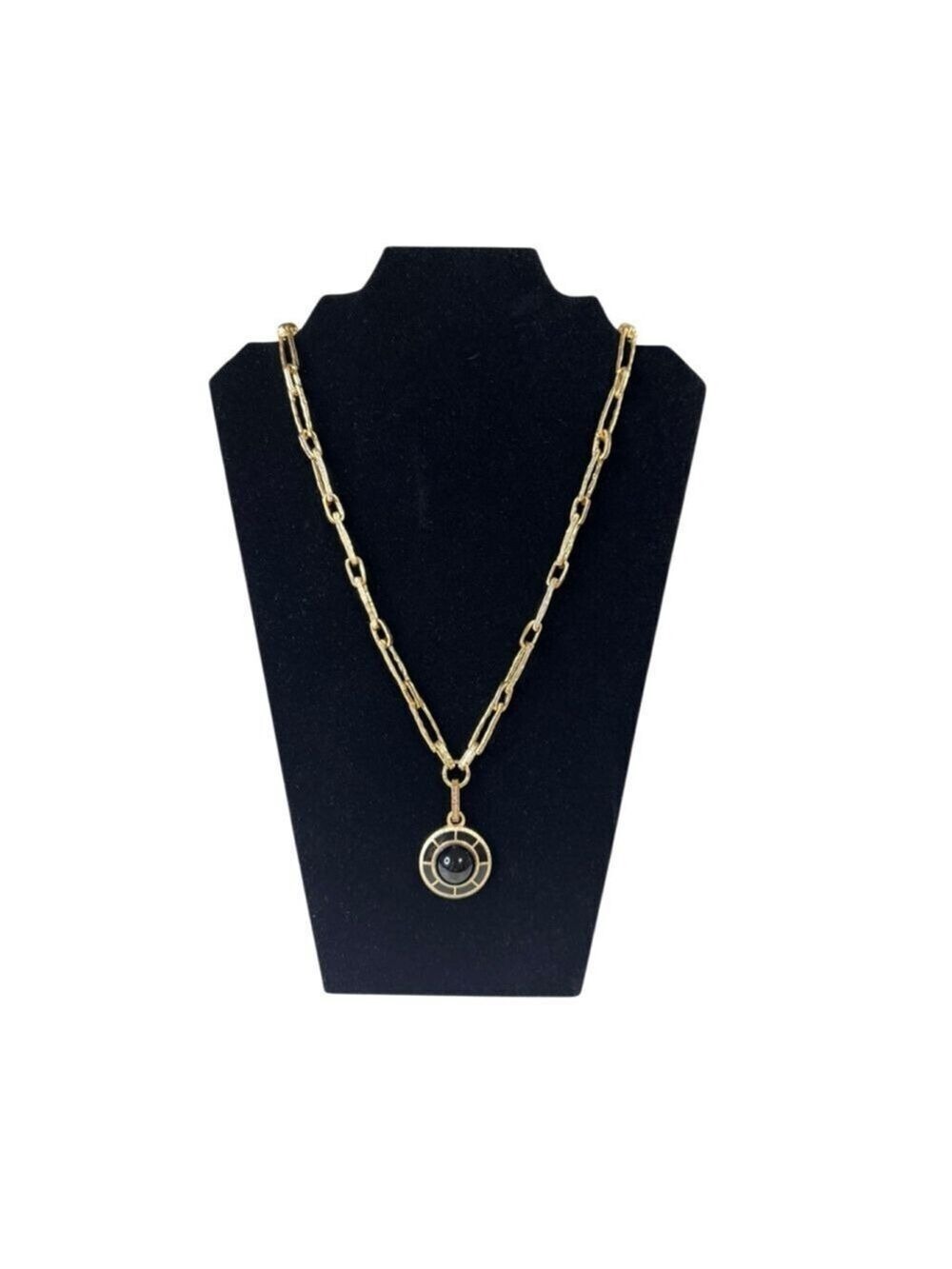 Women's Unbranded Gold Chain Necklace with Black Pendant One Size
